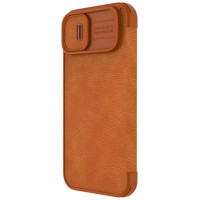Nillkin Qin Leather Pro Case iPhone 14 Plus Camera Cover Holster Cover Flip Case Brown