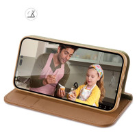 Dux Ducis Hivo Leather Flip Cover Genuine Leather Wallet for Cards and Documents iPhone 14 Pro Brown