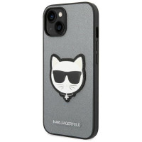 Karl Lagerfeld KLHCP14MSAPCHG iPhone 14 Plus 6,7" hardcase srebrny/silver Saffiano Choupette Head Patch