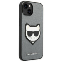 Karl Lagerfeld KLHCP14MSAPCHG iPhone 14 Plus 6,7" hardcase srebrny/silver Saffiano Choupette Head Patch