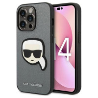 Karl Lagerfeld KLHCP14XSAPKHG iPhone 14 Pro Max 6,7" srebrny/silver hardcase Saffiano Karl`s Head Patch