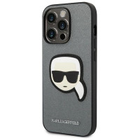 Karl Lagerfeld KLHCP14XSAPKHG iPhone 14 Pro Max 6,7" srebrny/silver hardcase Saffiano Karl`s Head Patch