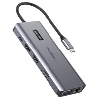 Choetech multifunctional HUB with display 12in1 USB-C to USB-C / USB-A / HDMI / VGA / AUX / SD / TF gray (HUB-M26)
