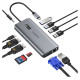 Choetech multifunctional HUB with display 12in1 USB-C to USB-C / USB-A / HDMI / VGA / AUX / SD / TF gray (HUB-M26)