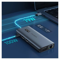 Choetech multifunctional HUB with display 12in1 USB-C to USB-C / USB-A / HDMI / VGA / AUX / SD / TF gray (HUB-M26)