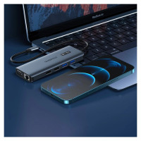 Choetech multifunctional HUB with display 12in1 USB-C to USB-C / USB-A / HDMI / VGA / AUX / SD / TF gray (HUB-M26)