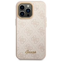 Guess 4G Vintage Gold Logo case for iPhone 14 Pro - pink