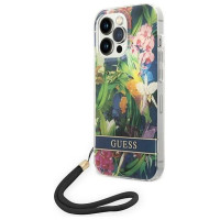 Guess GUOHCP14XHFLSB iPhone 14 Pro Max 6.7 "blue / blue hardcase Flower Strap