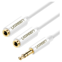 Ugreen cable cable headphone splitter mini jack 3.5 mm - 2 x mini jack 3.5 mm (2 x stereo output) 20cm white (AV134)