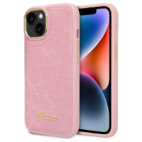 Guess Croco Collection case for iPhone 14 Plus - pink