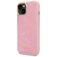 Guess Croco Collection case for iPhone 14 Plus - pink