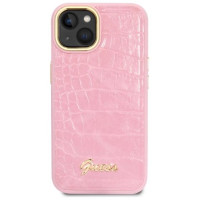 Guess Croco Collection case for iPhone 14 Plus - pink