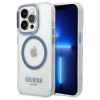 Guess Metal Outline MagSafe case for iPhone 14 Pro - blue