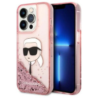 Karl Lagerfeld Glitter Karl's Head case for iPhone 14 Pro Max - pink