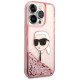 Karl Lagerfeld Glitter Karl's Head case for iPhone 14 Pro Max - pink