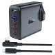 Acefast Fast charger GaN UK 100W Power Delivery 3x USB C 1x USB - black
