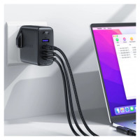Acefast Fast charger GaN UK 100W Power Delivery 3x USB C 1x USB - black