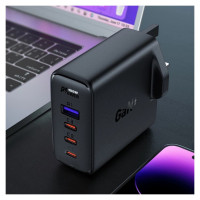 Acefast Fast charger GaN UK 100W Power Delivery 3x USB C 1x USB - black