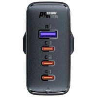 Acefast Fast charger GaN UK 100W Power Delivery 3x USB C 1x USB - black