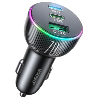 Joyroom car charger 70W with 3 ports: USB, 2 x USB C black (JR-CL26)