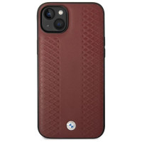 BMW Case BMW BMHCP14S22RFGR iPhone 14 6.1" Burgundy/burgundy Leather Diamond Pattern
