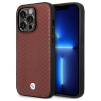 BMW Case BMW BMHCP14X22RFGR iPhone 14 Pro Max 6.7" Burgundy/burgundy Leather Diamond Pattern
