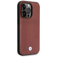 BMW Case BMW BMHCP14X22RFGR iPhone 14 Pro Max 6.7" Burgundy/burgundy Leather Diamond Pattern
