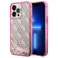 Guess GUHCP14LLC4PSGP iPhone 14 Pro 6.1" pink/pink hardcase Liquid Glitter 4G Transculent