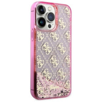 Guess GUHCP14LLC4PSGP iPhone 14 Pro 6.1" pink/pink hardcase Liquid Glitter 4G Transculent