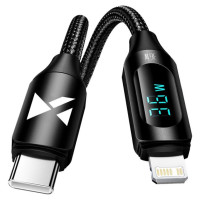 Wozinsky WUCLC2 Lightning - USB-C 36W 480Mb/s cable 2m with display - black