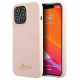 Guess GUHCP13XLSLMGLP iPhone 13 Pro Max 6.7" light pink/light pink hardcase Silicone Script Gold Logo