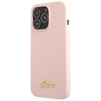 Guess GUHCP13XLSLMGLP iPhone 13 Pro Max 6.7" light pink/light pink hardcase Silicone Script Gold Logo