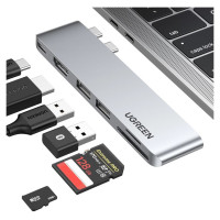 Ugreen HUB Ugreen CM380 2xUSB C - HDMI/2xUSB 3.0/SD TF/USB C PD - gray
