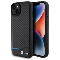 BMW Leather Carbon case for iPhone 15 Plus - black