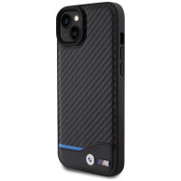 BMW Leather Carbon case for iPhone 15 Plus - black