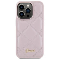 Guess Quilted Metal Logo case for iPhone 15 Pro - pink