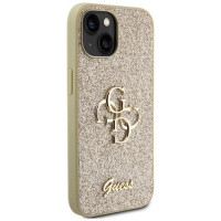 Guess Glitter Script Big 4G iPhone 15 Case - Gold