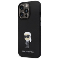 Karl Lagerfeld KLHCP14XSMHKNPK case for iPhone 14 Pro Max 6.7" - black Silicone Ikonik Metal Pin