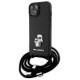 Karl Lagerfeld Crossbody Saffiano Metal Pin Karl & Choupette case for iPhone 15 Plus - black
