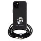 Karl Lagerfeld Crossbody Saffiano Metal Pin Karl & Choupette case for iPhone 15 Plus - black