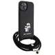 Karl Lagerfeld Crossbody Saffiano Metal Pin Karl & Choupette case for iPhone 15 Plus - black