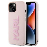 Karl Lagerfeld 3D Rubber Glitter Logo case for iPhone 15 - pink