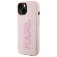 Karl Lagerfeld 3D Rubber Glitter Logo case for iPhone 15 - pink