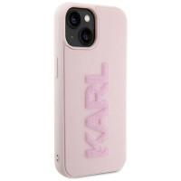 Karl Lagerfeld 3D Rubber Glitter Logo case for iPhone 15 - pink
