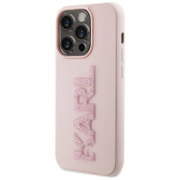 Karl Lagerfeld 3D Rubber Glitter Logo case for iPhone 15 Pro Max - pink