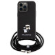 Karl Lagerfeld Crossbody Saffiano Metal Pin Karl & Choupette Case for iPhone 15 Pro Max - Black