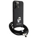 Karl Lagerfeld Crossbody Saffiano Metal Pin Karl & Choupette Case for iPhone 15 Pro Max - Black