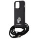 Karl Lagerfeld Crossbody Saffiano Metal Pin Karl & Choupette Case for iPhone 15 Pro Max - Black