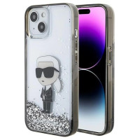Karl Lagerfeld KLHCP15SLKKNSK iPhone 15 6.1" transparent hardcase Liquid Glitter Ikonik