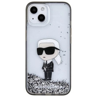 Karl Lagerfeld KLHCP15SLKKNSK iPhone 15 6.1" transparent hardcase Liquid Glitter Ikonik
